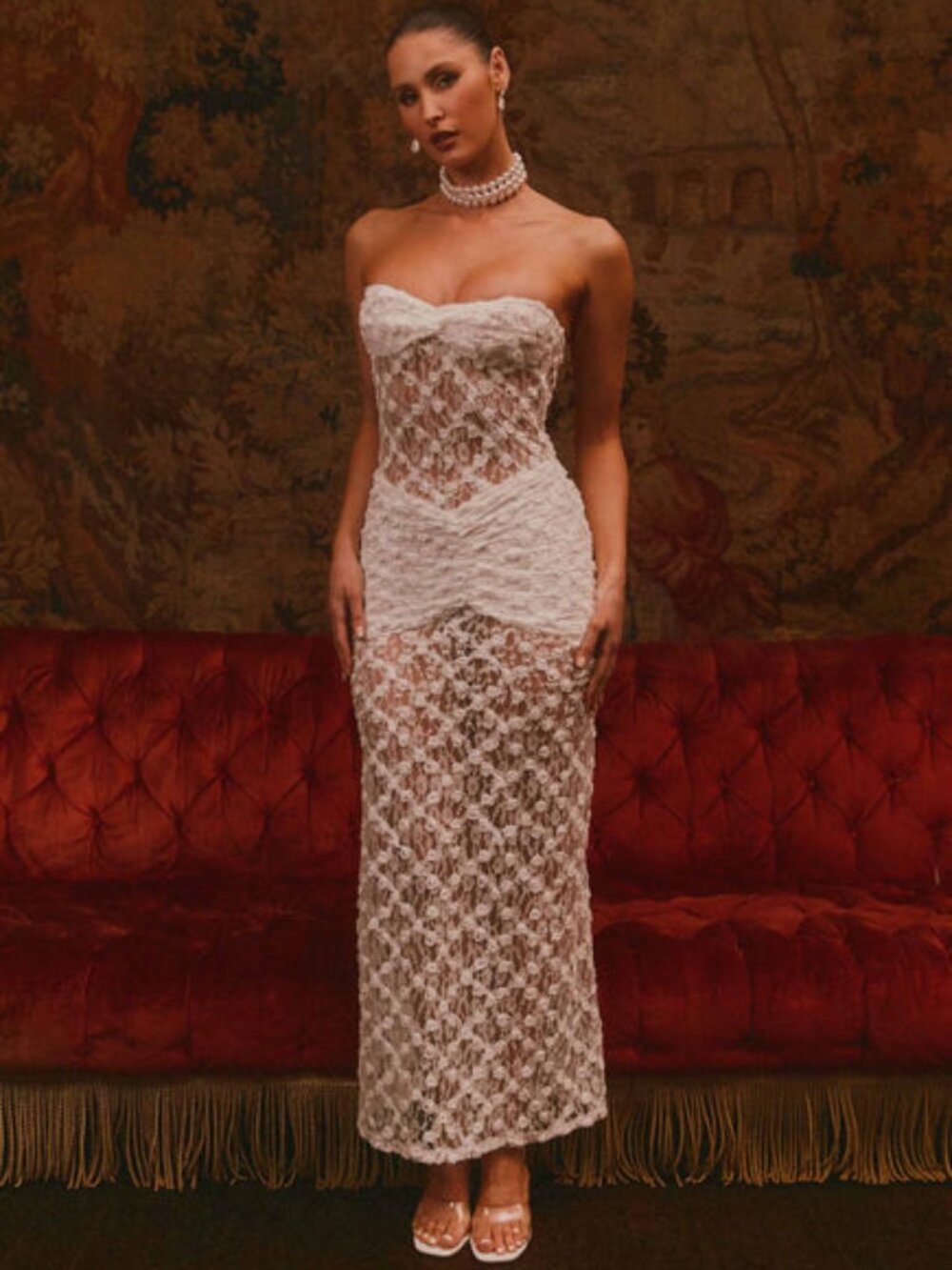 Peppermayo Lace White Maxi Dress New, Size 4